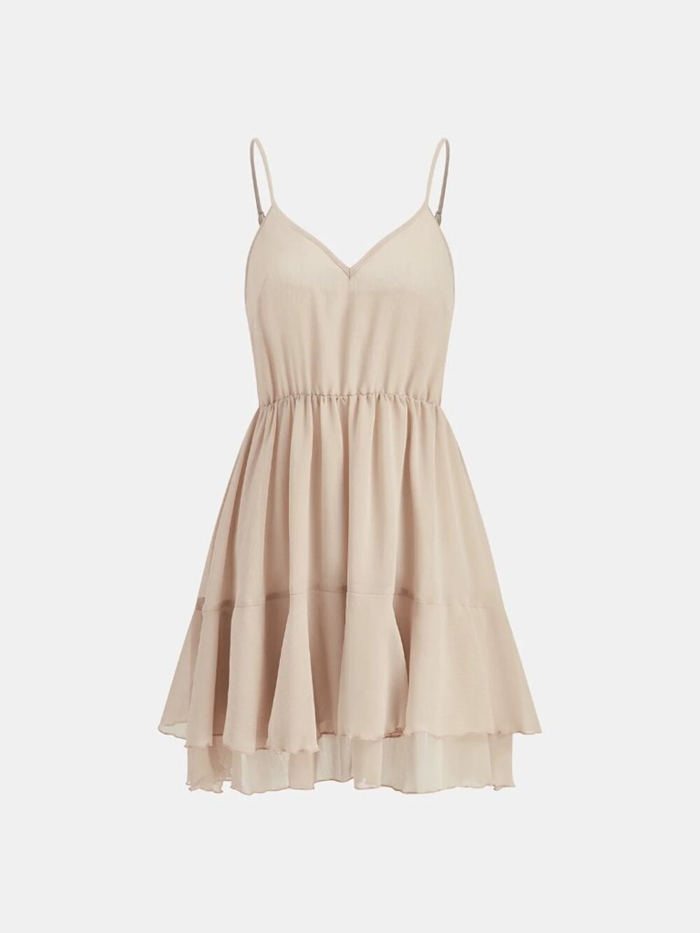 Tiered Ruffle Chiffon Mini Dress Set with Liner - Commense - Picture 3 of 6